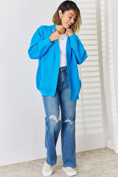 Open Front Dropped Shoulder Cardigan | Trendsi