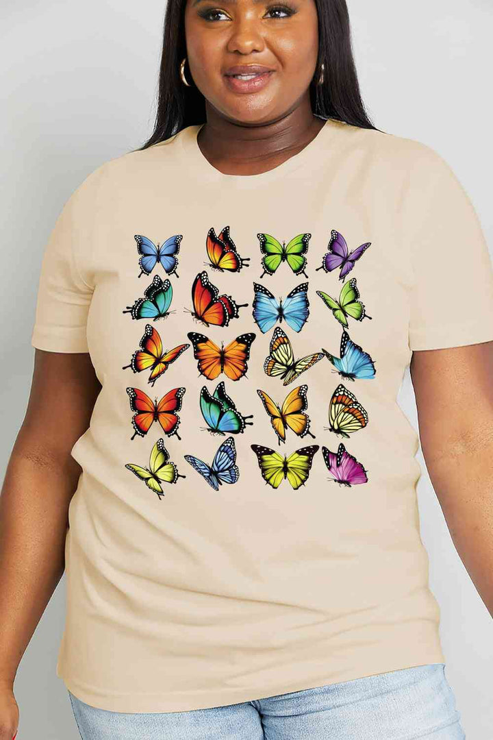 Simply Love Full Size Butterfly Graphic Cotton Tee | 1mrk.com