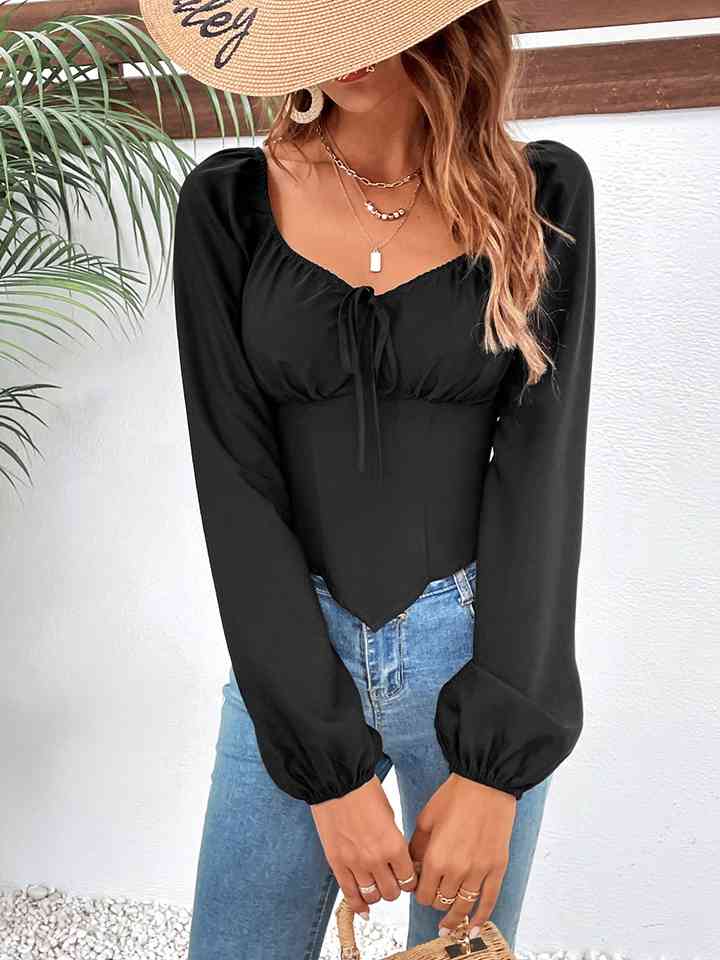 Raglan Sleeve Square Neck Blouse | 1mrk.com