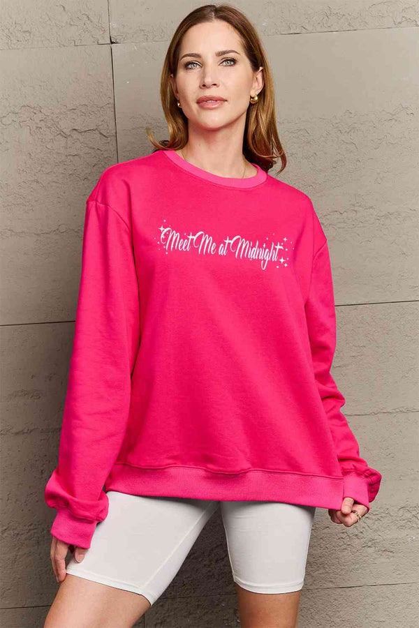 Simply Love Full Size MEET ME AT MIDNIGHT Graphic Round Neck Sweatshirt |1mrk.com