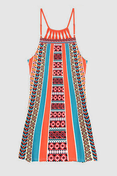 Printed Grecian Neck Mini Dress |1mrk.com