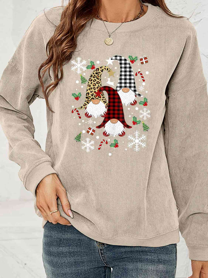 Faceless Gnome Graphic Drop Shoulder Sweatshirt |1mrk.com