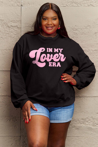 Simply Love Full Size IN MY LOVER ERA Round Neck Sweatshirt | Trendsi