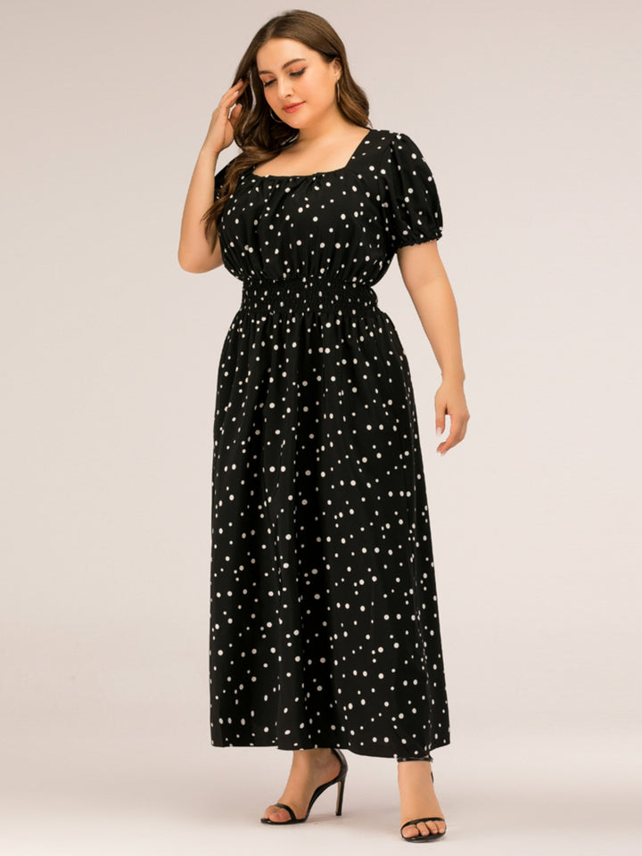 Plus Size Polka Dot Square Neck Dress | Trendsi