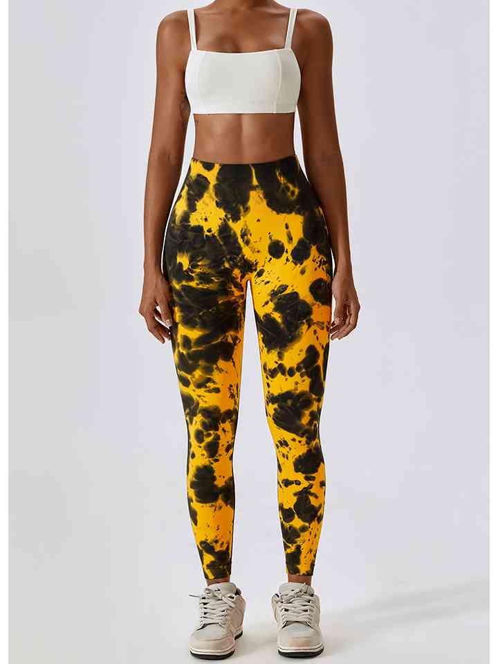 Tie Dye Wide Waistband Active Leggings |1mrk.com