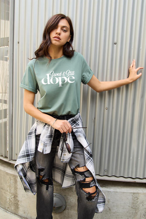 Simply Love Full Size Letter Graphic Short Sleeve T-Shirt | 1mrk.com