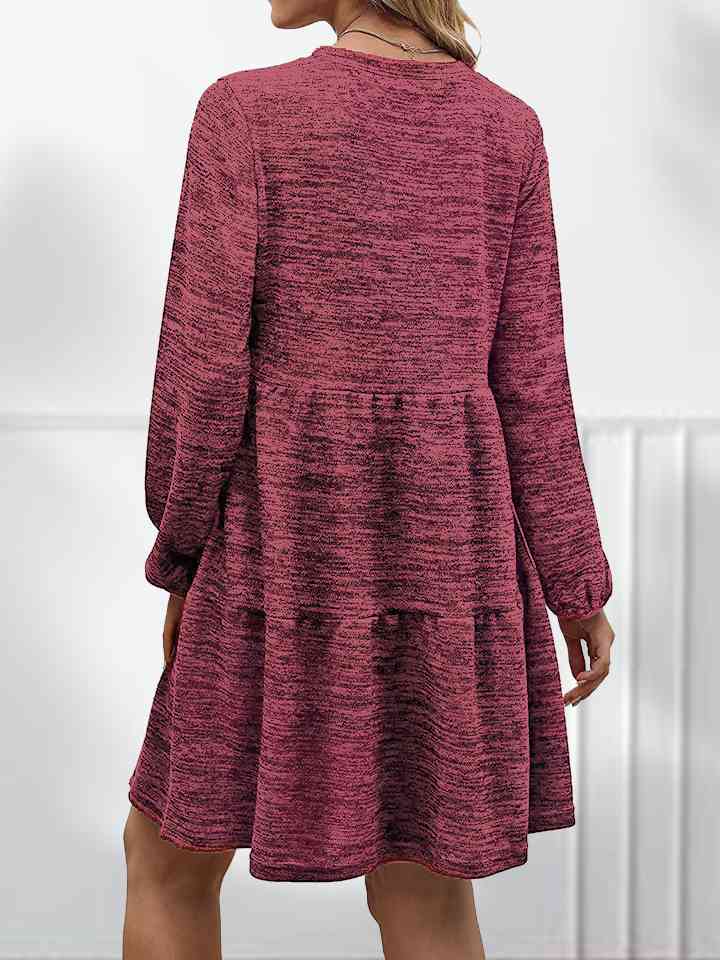 Square Neck Long Sleeve Dress | 1mrk.com