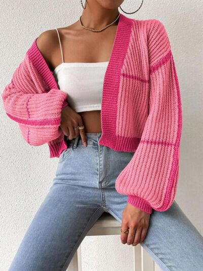 Open Front Dropped Shoulder Cardigan | Trendsi