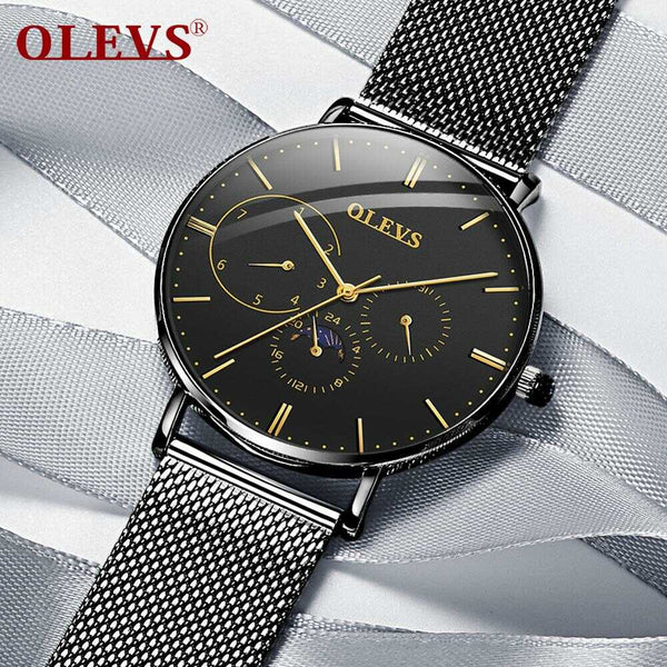 OLEVS 6860 Men Wrist Watch Fashion Power Reserve Date Dial Mesh | 1mrk.com