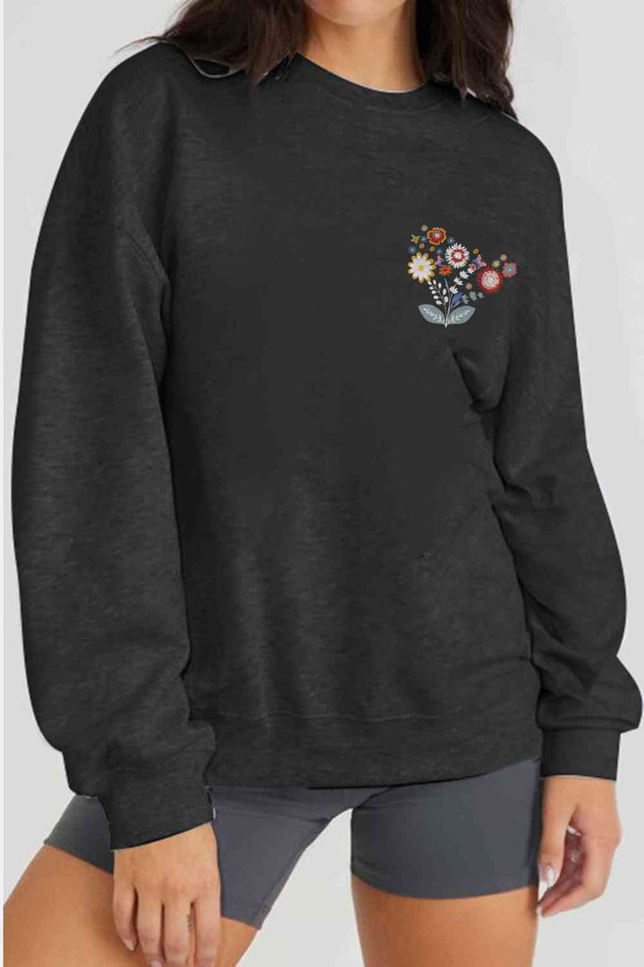 Simply Love Full Size Flower Graphic Sweatshirt |1mrk.com