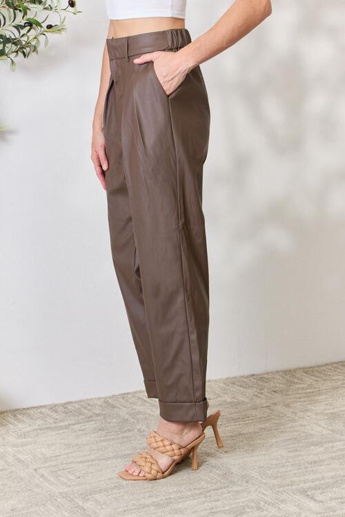 Zenana Leather Straight Pants | 1mrk.com