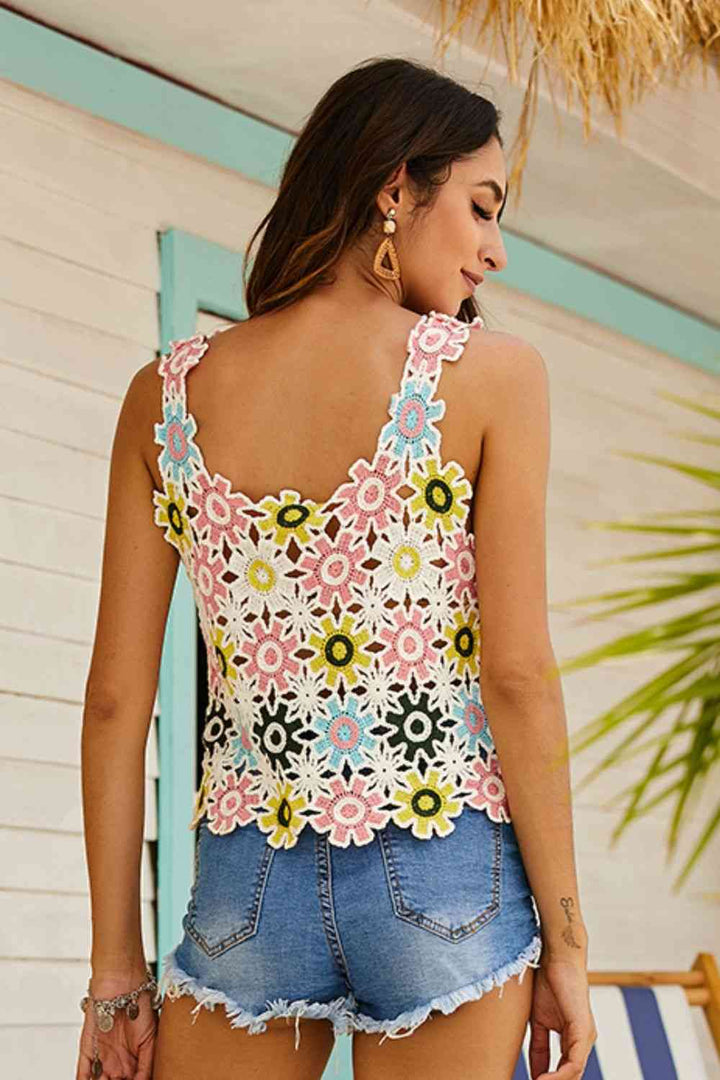 Multicolored Scoop Neck Sleeveless Top | 1mrk.com