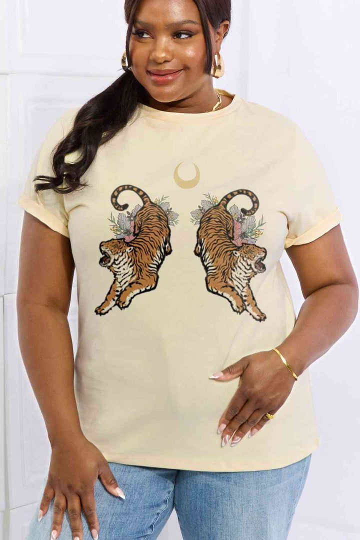 Simply Love Full Size Tiger Graphic Cotton Tee | 1mrk.com