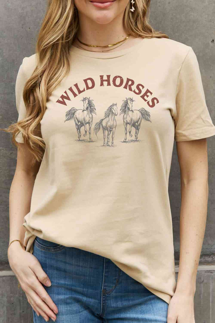 Simply Love WILD HORSES Graphic Cotton T-Shirt | 1mrk.com