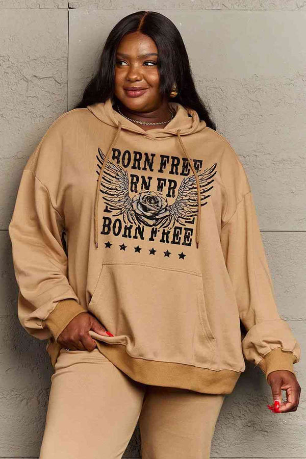 Simply Love Simply Love Full Size BORN FREE Graphic Hoodie | 1mrk.com