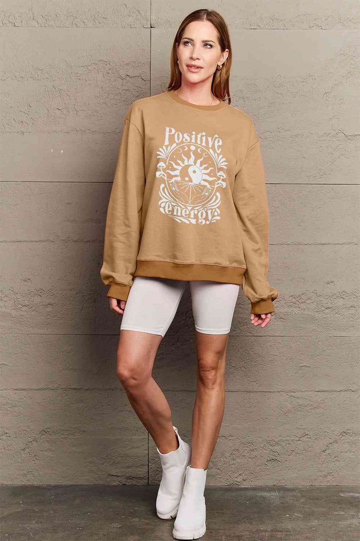 Simply Love Full Size POSITIVE ENERGY Graphic Sweatshirt |1mrk.com