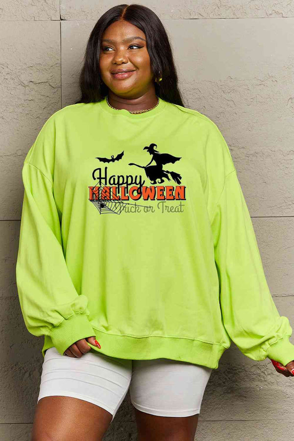 Simply Love Full Size HAPPY HALLOWEEN TRICK OR TREAT Graphic Sweatshirt |1mrk.com