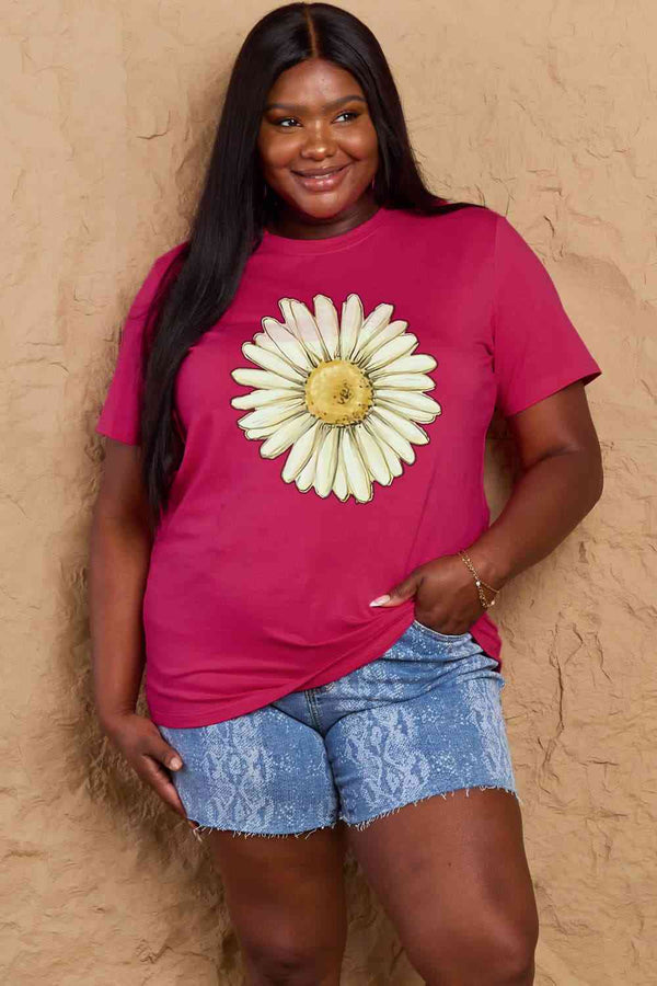 Simply Love Full Size FLOWER Graphic Cotton Tee | 1mrk.com