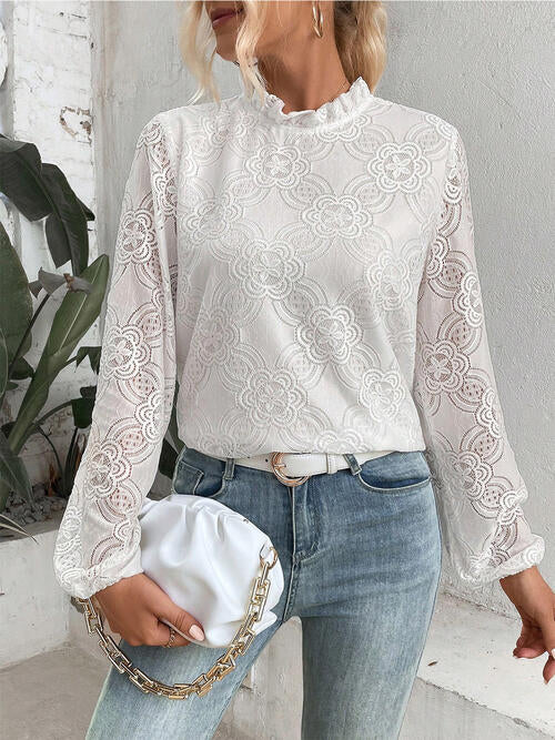 Floral Lace Balloon Sleeve Blouse | 1mrk.com