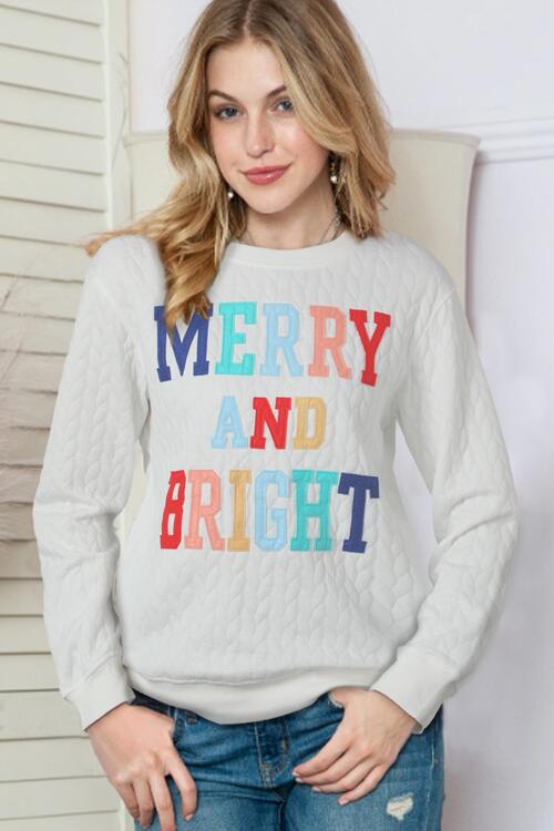 MERRY AND BRIGHT Cable Knit Pullover Sweatshirt |1mrk.com