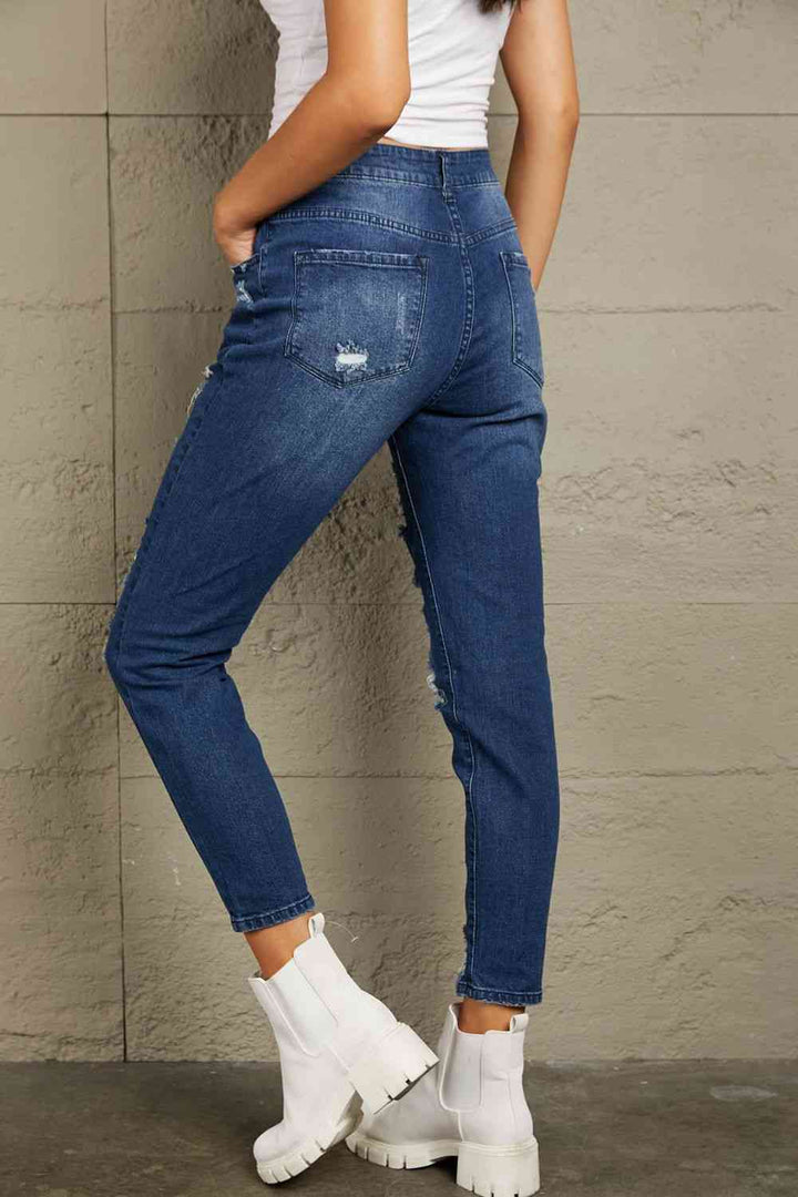 Baeful Distressed High Waist Jeans with Pockets | 1mrk.com