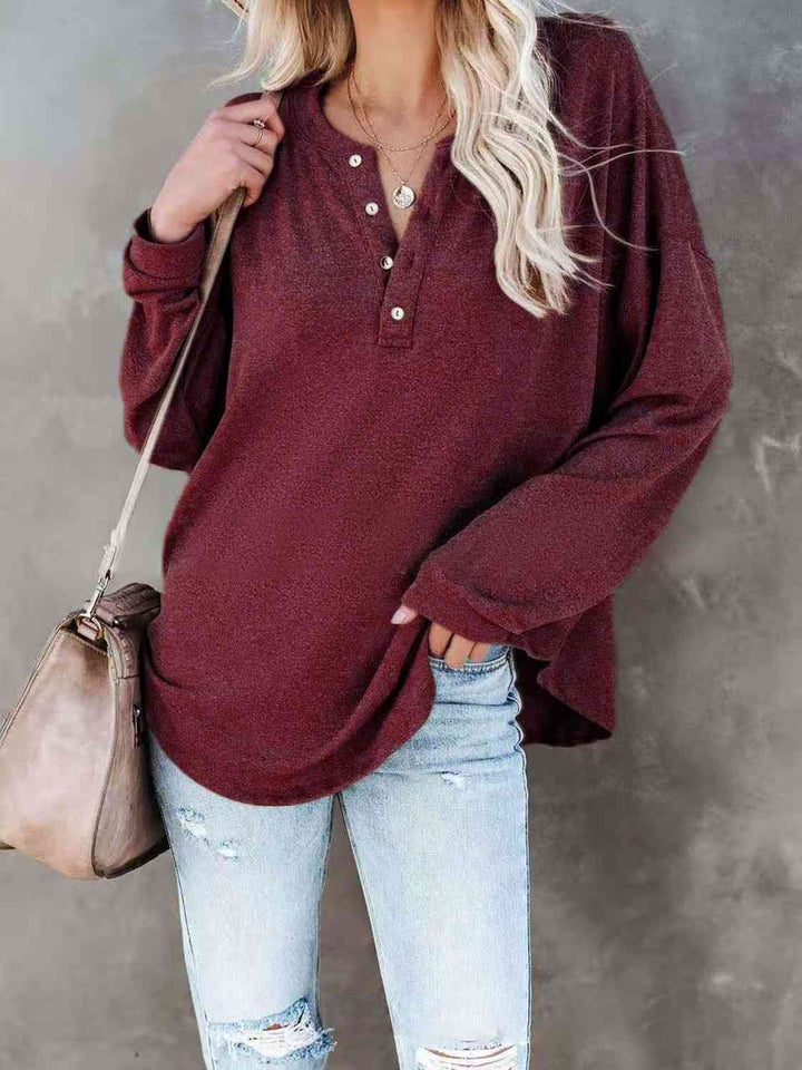 Buttoned Drop Shoulder Top | 1mrk.com