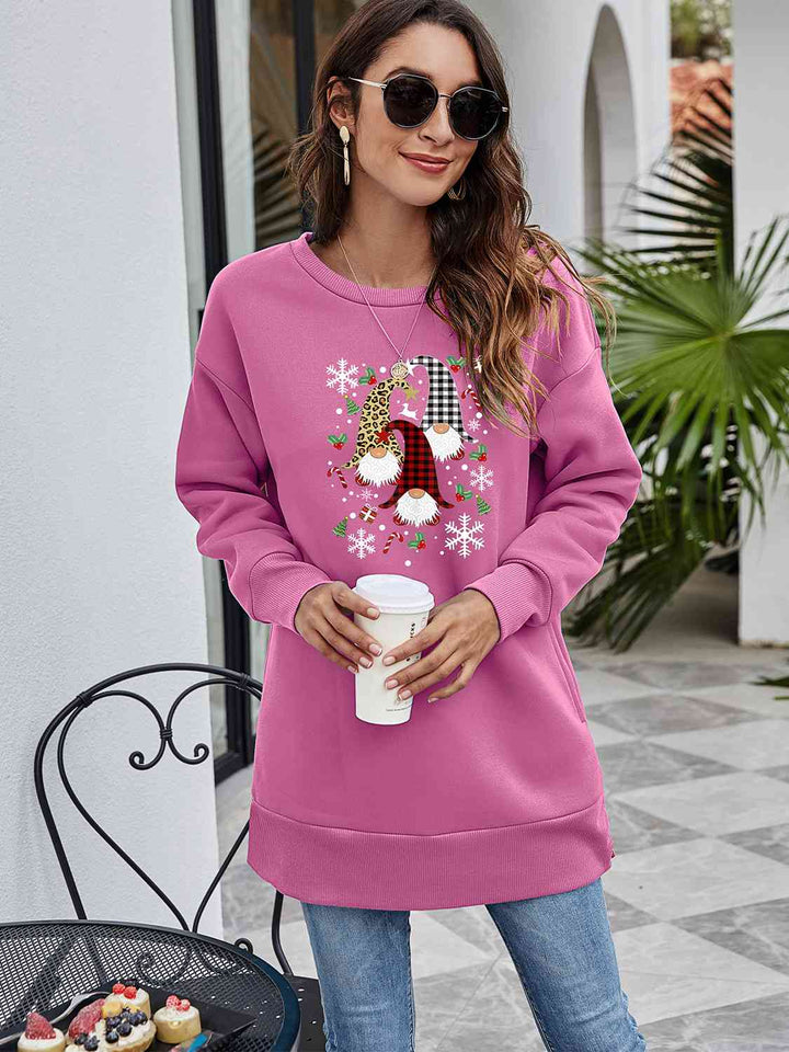 Graphic Round Neck Dropped Shoulder Sweatshirt |1mrk.com