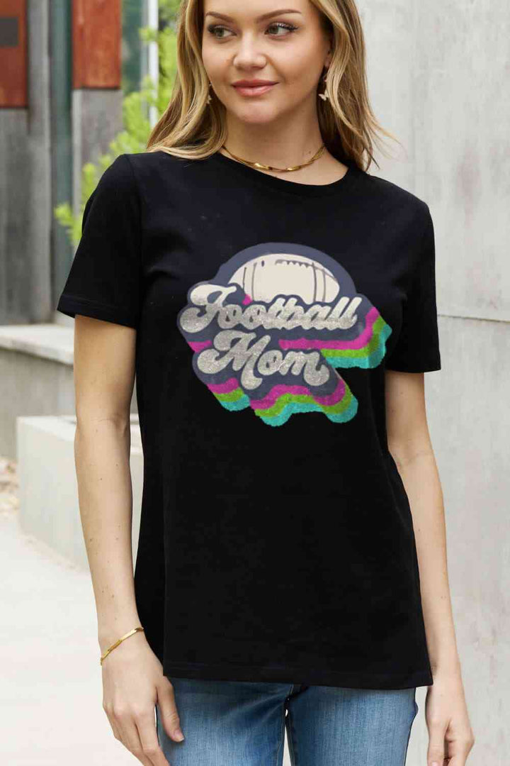 Simply Love Full Size FOOTBALL MOM Graphic Cotton Tee | 1mrk.com