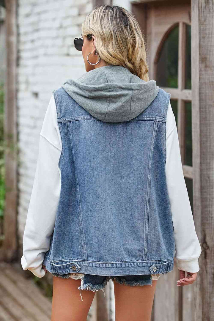 Sleeveless Denim Top with A Detachable Hood | 1mrk.com