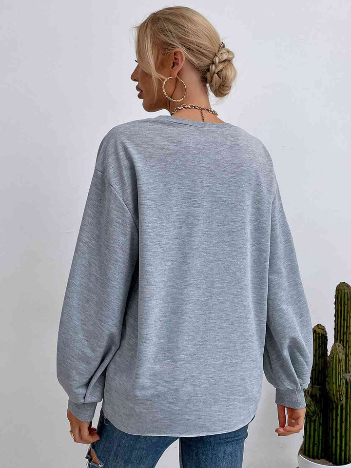 Round Neck Long Sleeve SMOOTH MY PLAN Graphic Sweatshirt | 1mrk.com