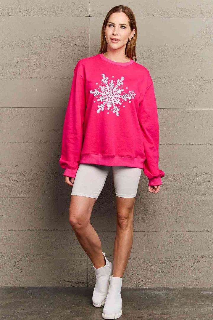 Simply Love Full Size Snowflake Graphic Sweatshirt |1mrk.com