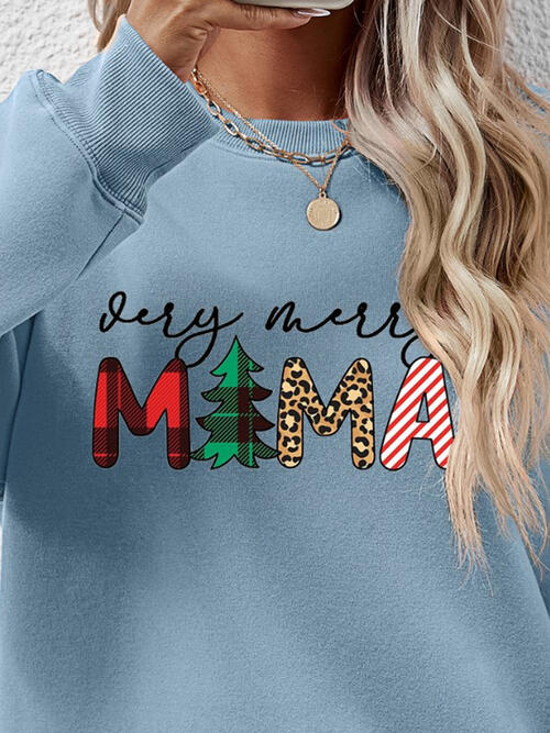 Letter Graphic Round Neck Long Sleeve Sweatshirt |1mrk.com