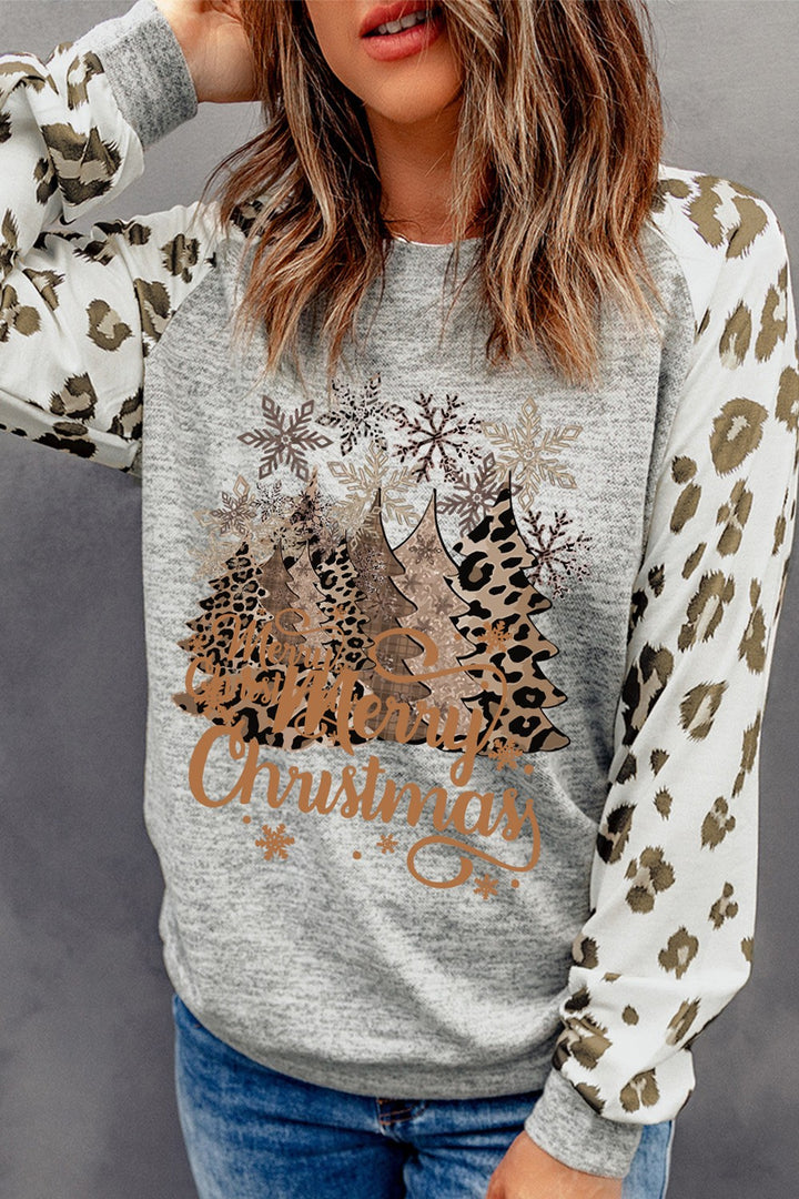 Graphic Leopard Long Sleeve Sweatshirt | Trendsi