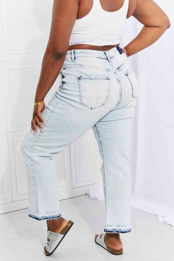 RISEN Full Size Camille Acid Wash Crop Straight Jeans | 1mrk.com