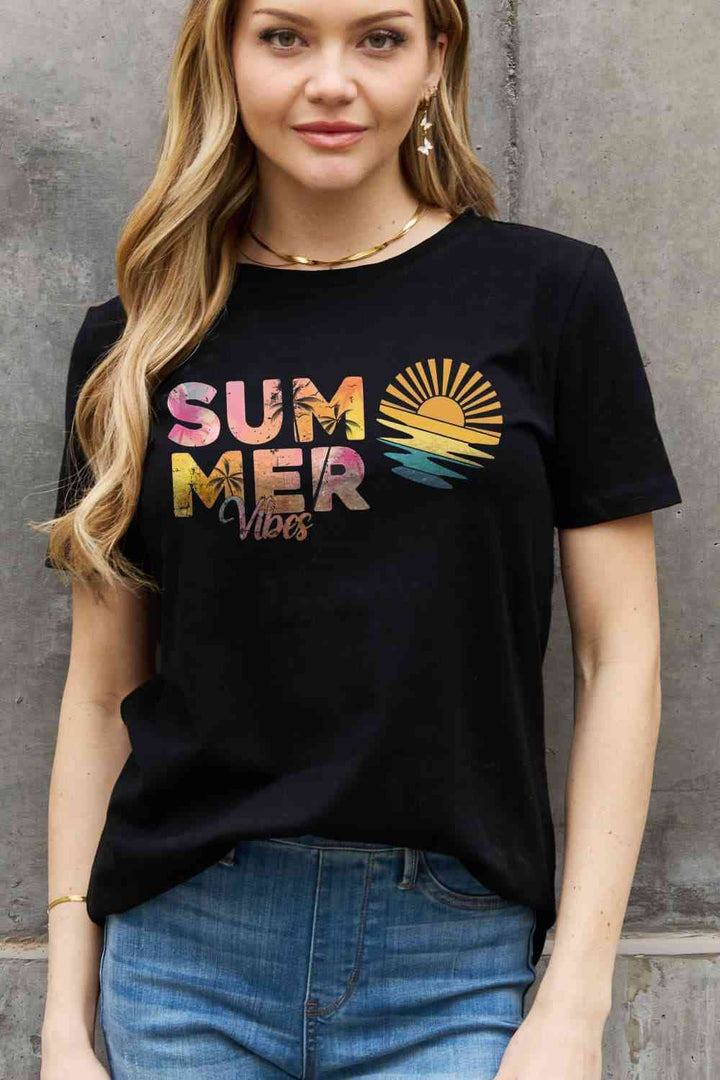 Simply Love Full Size SUMMER VIBES Graphic Cotton Tee | 1mrk.com