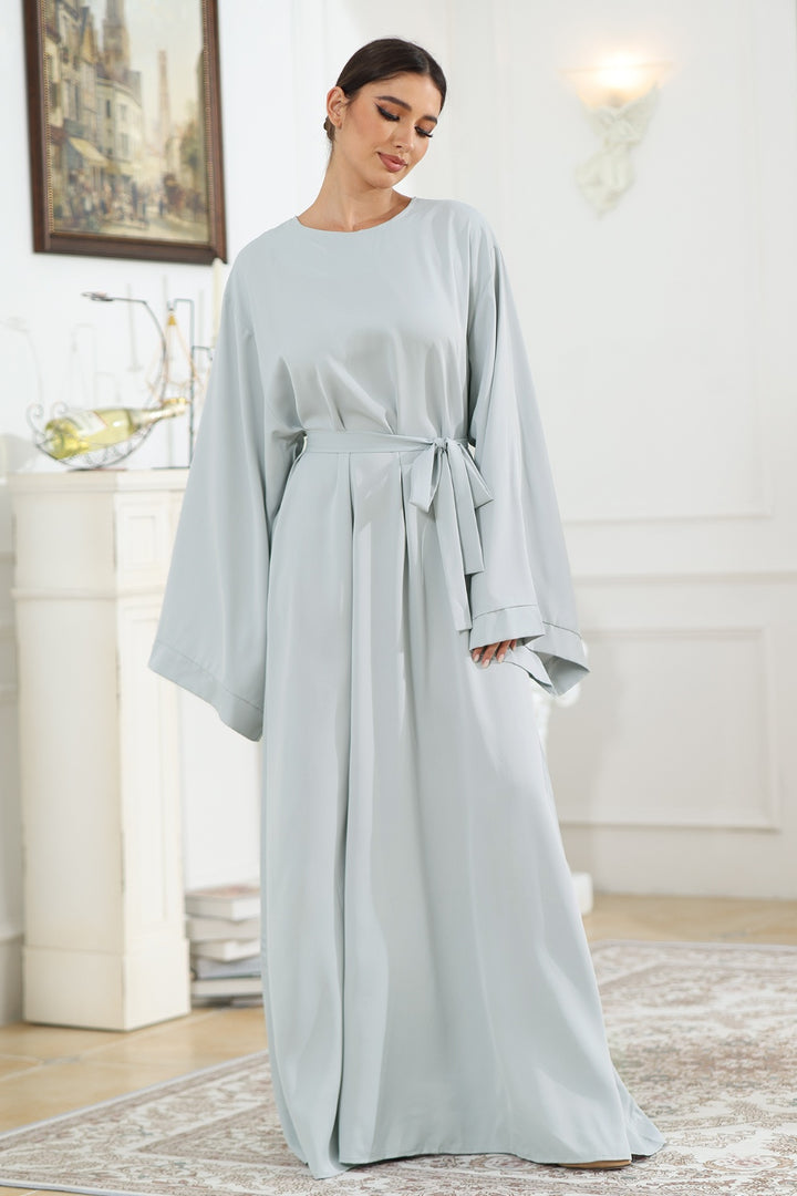 Round Neck Kimono Sleeve Tie Waist Dress | Trendsi