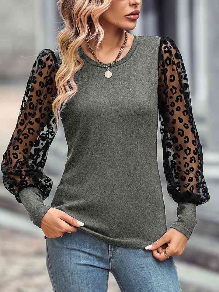 Leopard Round Neck Top | 1mrk.com