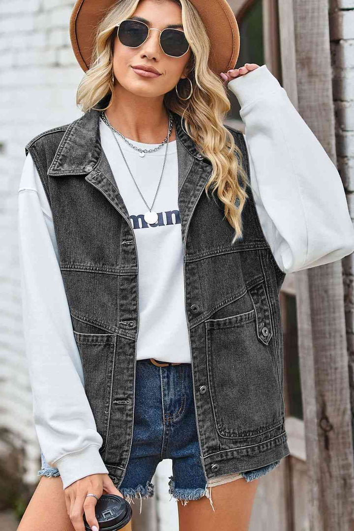 Sleeveless Denim Top with A Detachable Hood | 1mrk.com