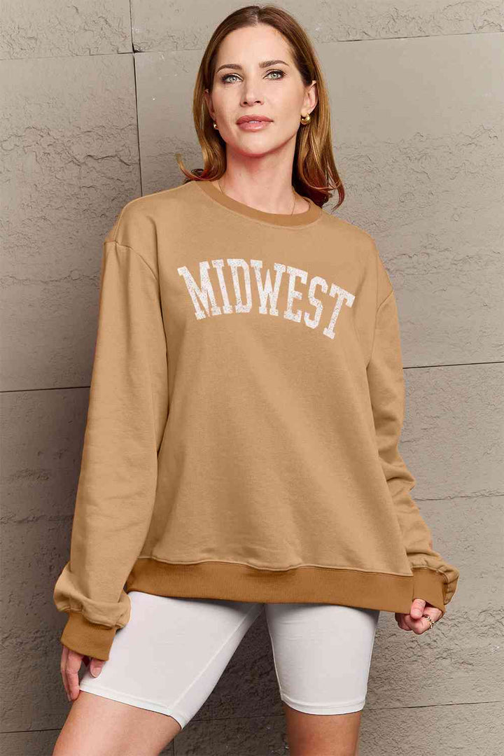 Simply Love Full Size MIDWEST Graphic Sweatshirt |1mrk.com