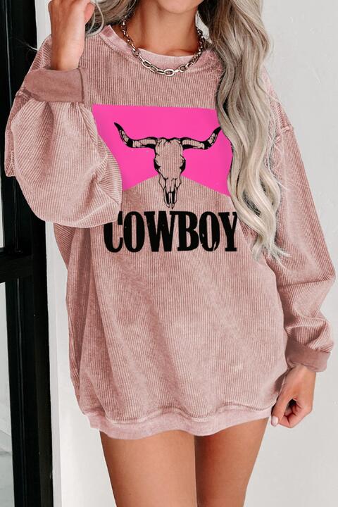 COWBOY Graphic Round Neck Sweatshirt |1mrk.com