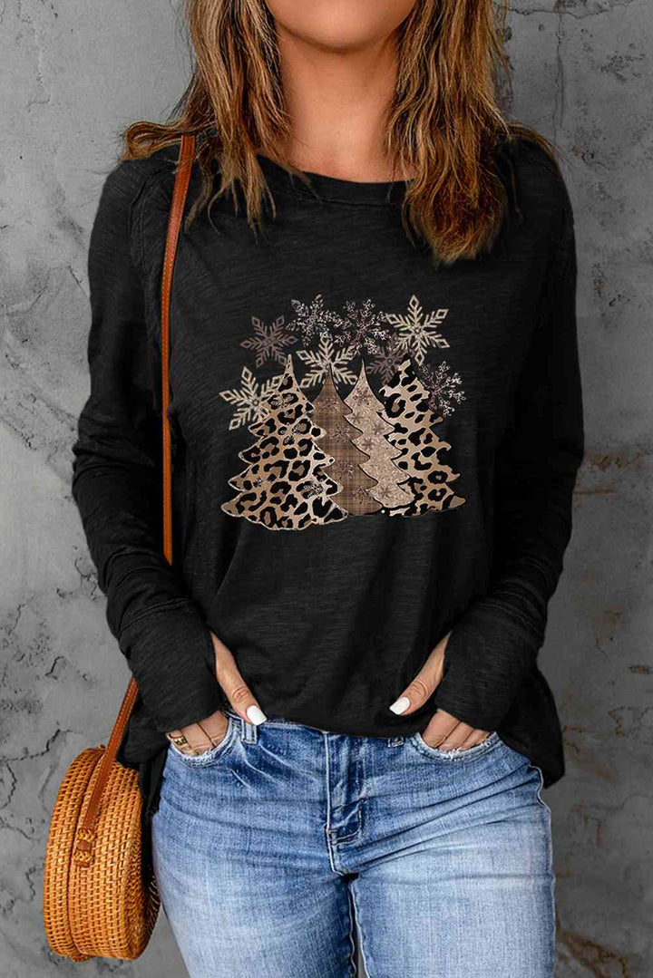 Christmas Tree Graphic Long Sleeve T-Shirt | 1mrk.com