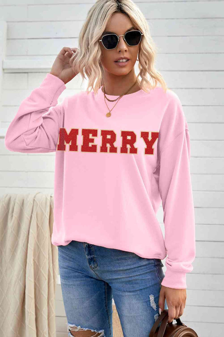 MERRY Graphic Drop Shoulder Sweatshirt |1mrk.com