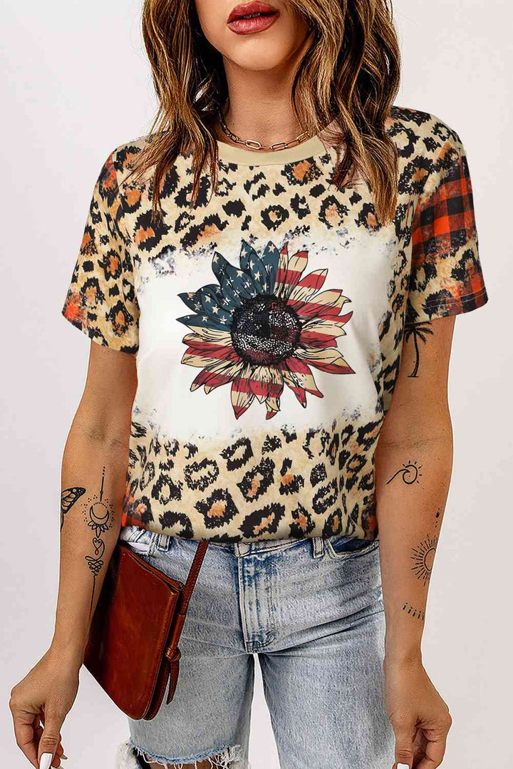 Leopard Plaid Floral Tee Shirt | 1mrk.com