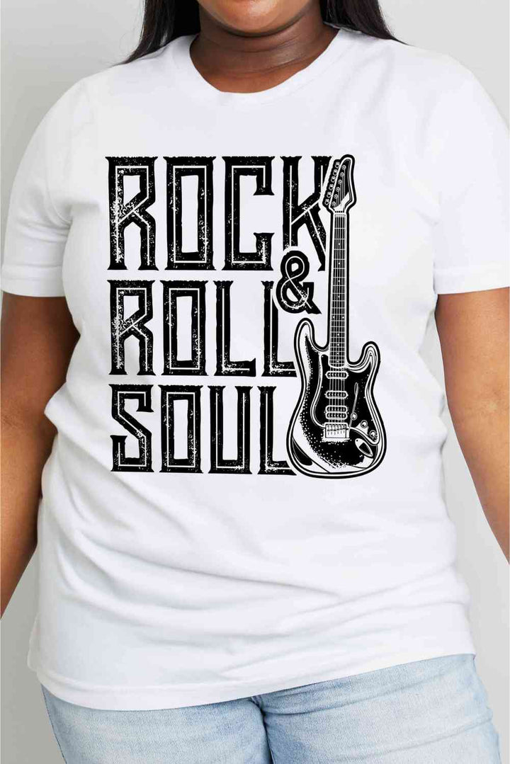 Simply Love Full Size ROCK & ROLL SOUL Graphic Cotton T-Shirt | 1mrk.com