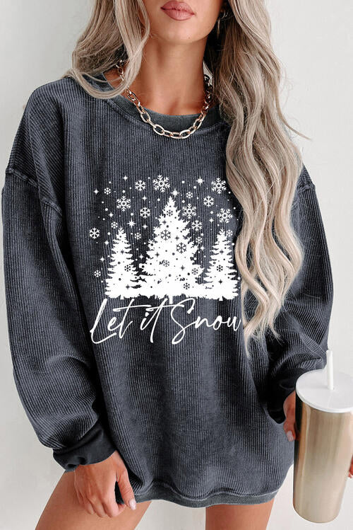 Christmas Tree Graphic Dropped Shoulder Sweatshirt |1mrk.com