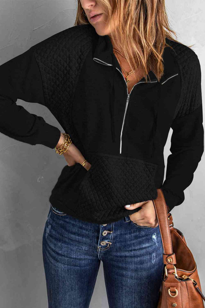 Quilted Half-Zip Sweatshirt with Pocket |1mrk.com