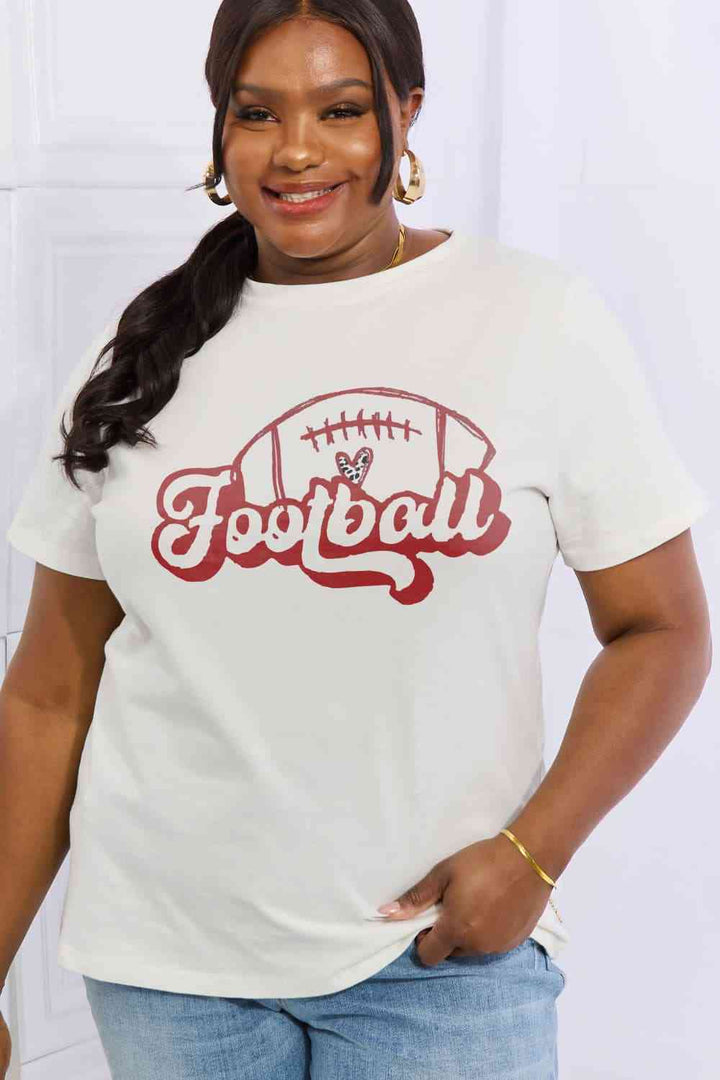 Simply Love Full Size FOOTBALL Graphic Cotton Tee | 1mrk.com