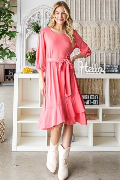 Reborn J Tie Front Ruffle Hem Dress |1mrk.com