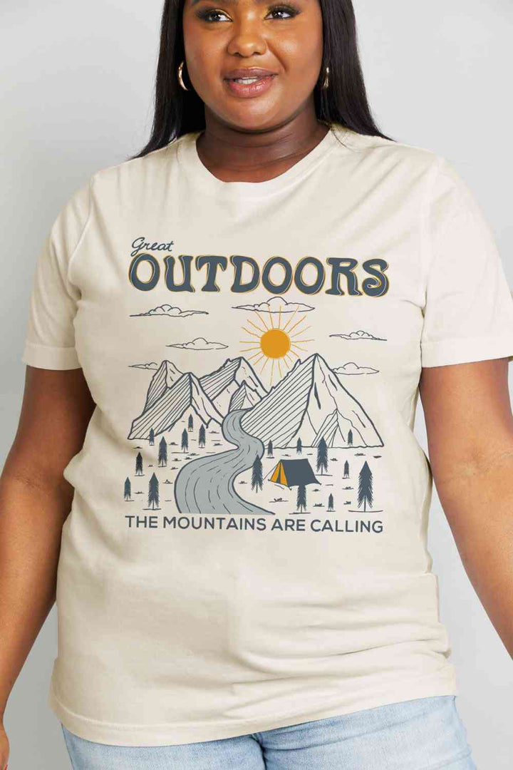 Simply Love Full Size GREAT OUTDOORS Graphic Cotton Tee | 1mrk.com