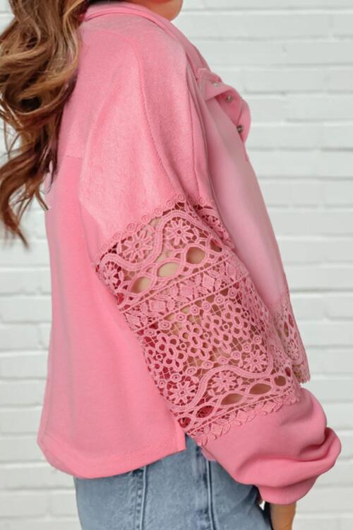 Crochet Snap Button Sweatshirt |1mrk.com